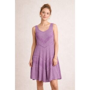 Holy Clothing Lavender Embroidered Dress L Boho Cottagecore Ren Faire Fairy